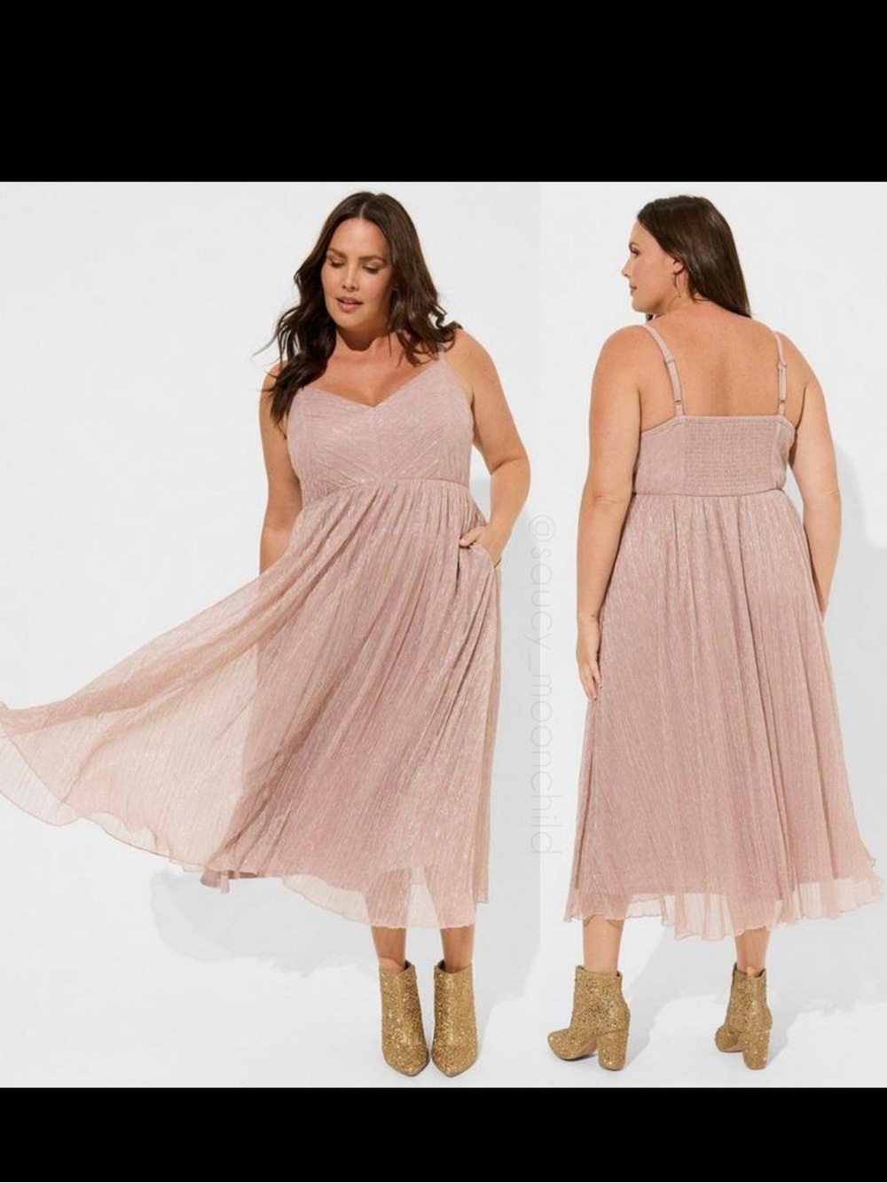 torrid Blush Pink Shimmer V-Neck Maxi Dress